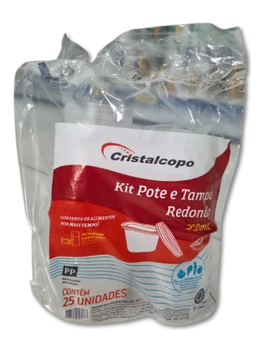 Cristalcopo Kit Pote e Tampa Redondo 250ml 25un